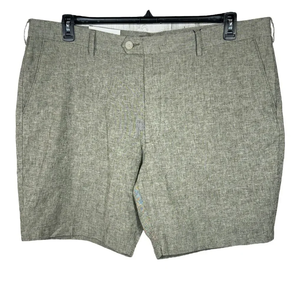 Jos. A. Bank Mens SZ 44 Linen Blend Shorts Tailored Fit Pocket Lightweight Green